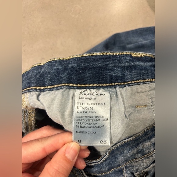 Kancan Denim Mini Skirt Women’s 25 Blue Distressed Raw Hem - Picture 4 of 7